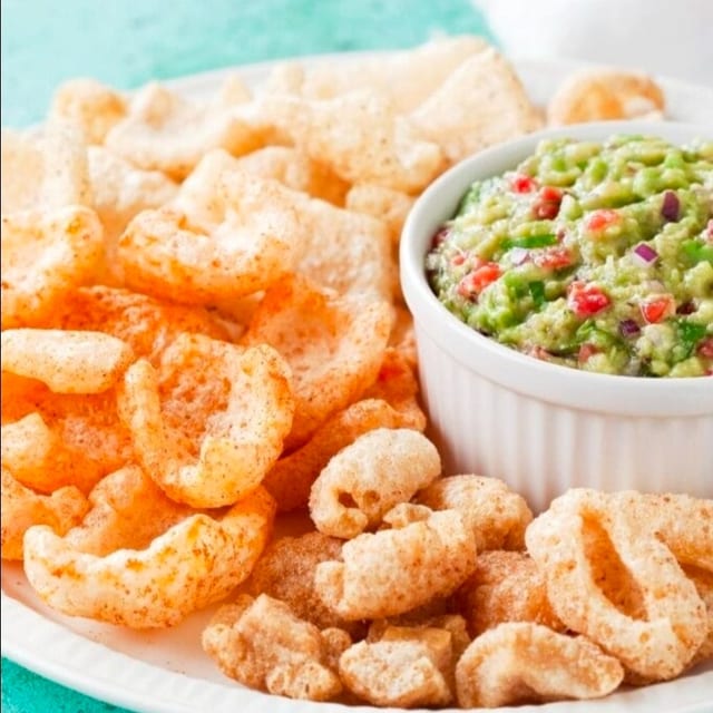 Chicharrones and guacamole.